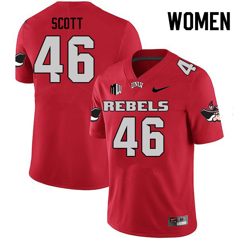 Women #46 Brennon Scott UNLV Rebels College Football Jerseys Stitched Sale-Scarlet - Click Image to Close